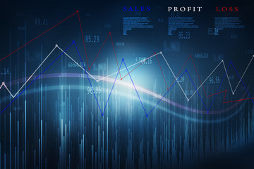 2d rendering Stock market online business concept. business Graph 