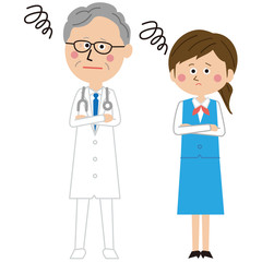 ポップな年を重ねた医者と受付の女性が困る
