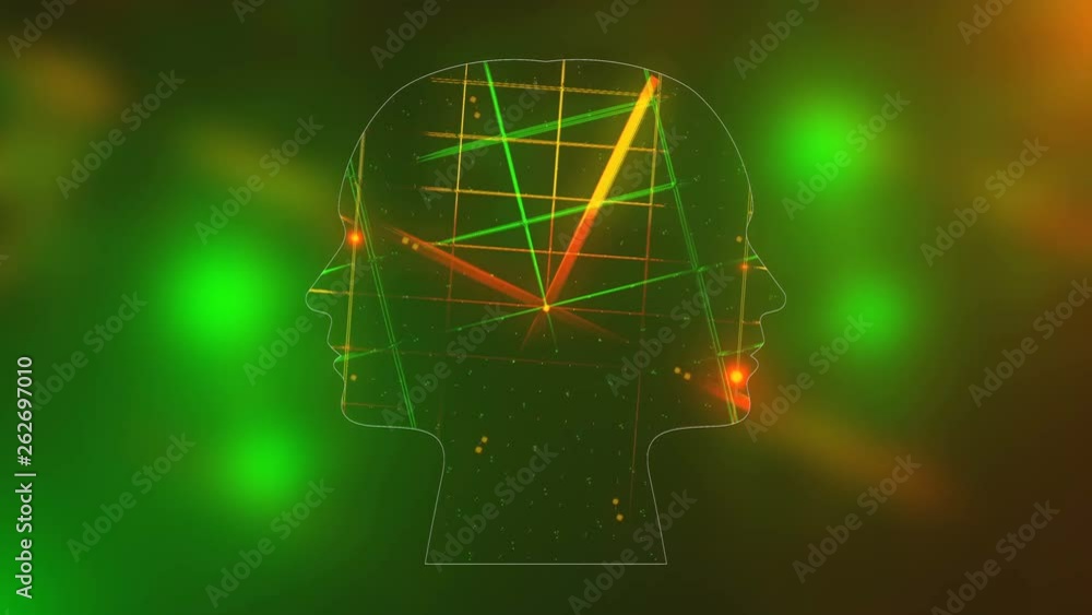 Poster futuristic energy heads with neon grid effect with lighting, abstract 3d rendering background, compu