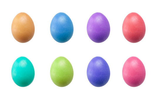 Isolated Multi Colours Chicken Egg on white background - fine edge easter egg