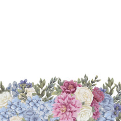 Floral border for design save the date cards, invitations, posters and birthday decoration