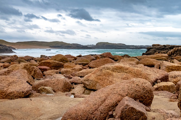 Waves coming into Cruit island - a small inhabited island in the Rosses region of County Donegal, Ireland