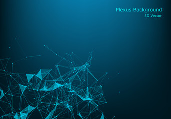 Polygonal space wireframe background communication. Global network connections template. Complex lines and dots backdrop. Digital data visualization. Low poly illustration.