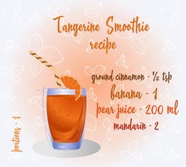 Orange smoothie recipe. Fresh organic smoothie ingredients. Health or detox diet food concept.