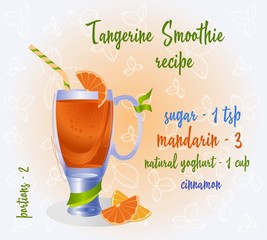 Orange smoothie recipe. Fresh organic smoothie ingredients. Health or detox diet food concept.