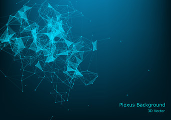 Dots and triangles background with particle, molecule structure. genetic and chemical compounds. creative Space and constellations. Science and connection concept. Social network. black banner