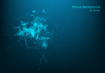 Abstract polygonal space low poly dark background with connecting dots and lines. Connection structure.