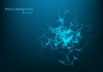 Abstract Polygonal White Background with Low Poly Connecting Dots and Lines - Connection Structure - Futuristic HUD Background