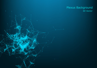 Abstract Polygonal White Background with Low Poly Connecting Dots and Lines - Connection Structure - Futuristic HUD Background