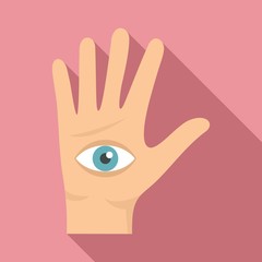 Eye in hand icon. Flat illustration of eye in hand vector icon for web design