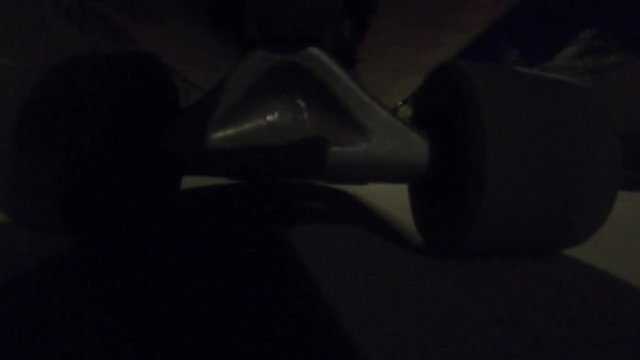 939-01 Cruising On A Skateboard At Night Back Wheel View Time Lapse