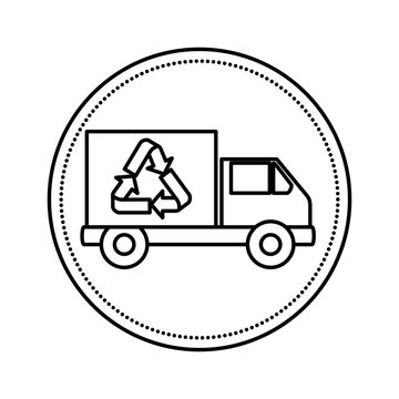 truck with recycle arrows symbol