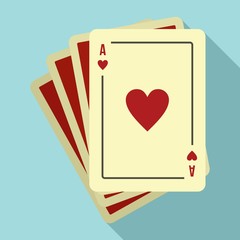 Play fortune cards icon. Flat illustration of play fortune cards vector icon for web design