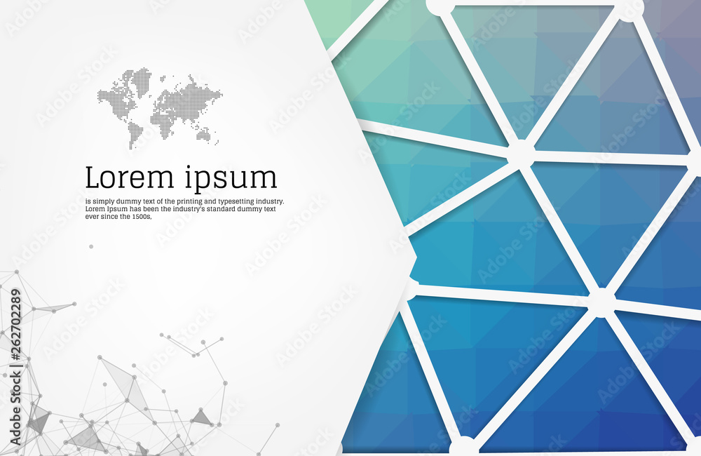 Poster abstract blue geometric design template with triangular polygonal background. info graphics backgrou