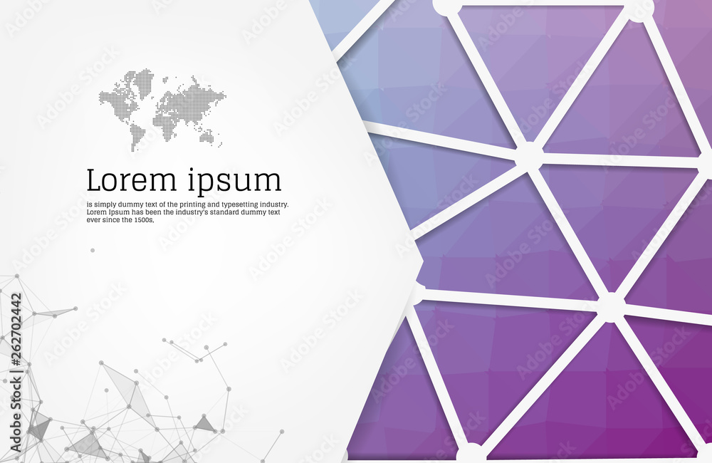 Poster abstract purple geometric design template with triangular polygonal background. info graphics backgr