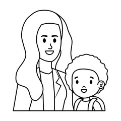 young mother with little son characters