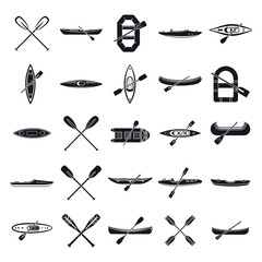 Canoeing sport icons set. Simple set of canoeing sport vector icons for web design on white background © anatolir