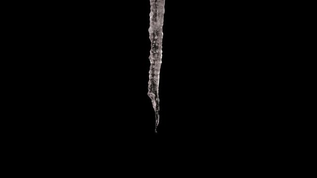 Full cycle of icicle melting. Time lapse with alpha channel (codec: png+alpha with black background)