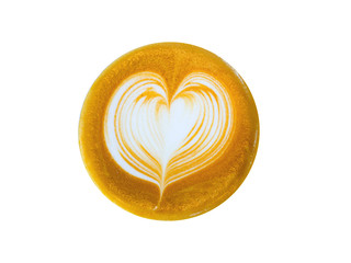 latte art - heart shape isolated on white background with clipping path