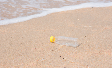 bottle plastic garbage on the beach
