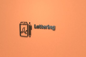 Illustration of Lettering with dark text on orange background