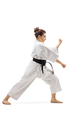 Female practicing karate