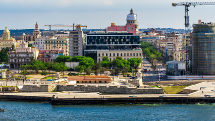 Havana, Cuba downtown skyline from Above. With historic buildings in the day
