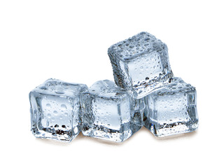 ice cubes on white background