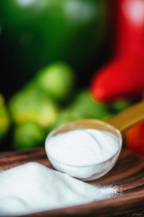Collagen Protein Supplement Powder and Vegetables