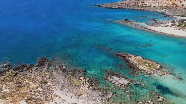 Epic aerial footage of an island paradise with a fntastic white sand beach, Elafonisse Crete