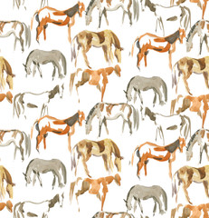  hand-painting horses seamless pattern