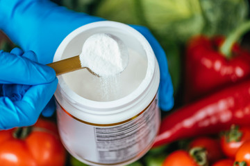 Collagen Protein Supplement Powder and Vegetables