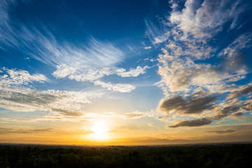 colorful dramatic sky with cloud at sunset