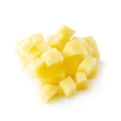 Chopped potato isolated over a white background