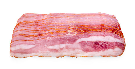 Sliced ham on white background. Pork ham sliced on white background.
