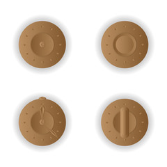 Fototapeta premium A set of toggle switches on and off, buttons and switches, clock switch, stopwatch. Vector illustration