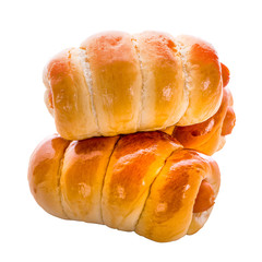 Sausage in dough .Isolated on white background