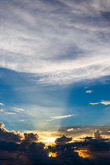 colorful dramatic sky with cloud at sunset.