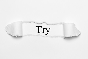 Try on white torn paper