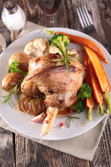 grilled lamb chop and vegetables