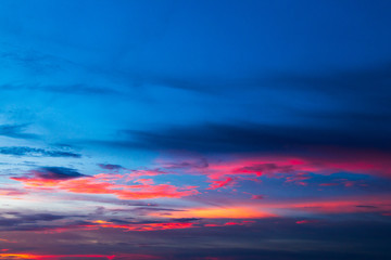 .colorful dramatic sky with cloud at sunset.