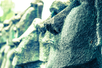 Moai are monolithic human figures carved by the Rapa Nui people on Easter Island in eastern Polynesia between the years 1250 and 1500.