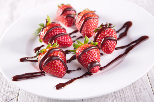 Strawberry And Chocolate Sauce