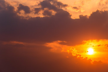 colorful dramatic sky with cloud at sunset.