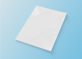 Magazine cover mockup isolated on blue background 3d rendering