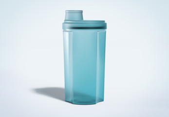 Protein shaker isolated on grey mockup 3D rendering