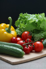 Bright vegetables at the table