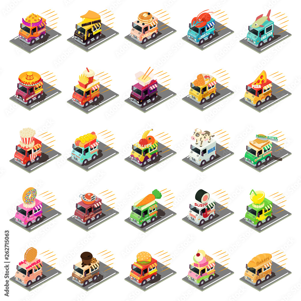 Poster fast delivery icons set. isometric set of 25 fast delivery vector icons for web isolated on white ba