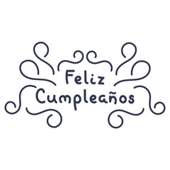 Happy birthday in Spanish. , Feliz Cumpleanos lettering. Typography design. Greetings card.