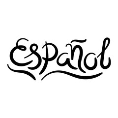 Hand lettering . Vector Espanol, spanish translation of Spanish word.